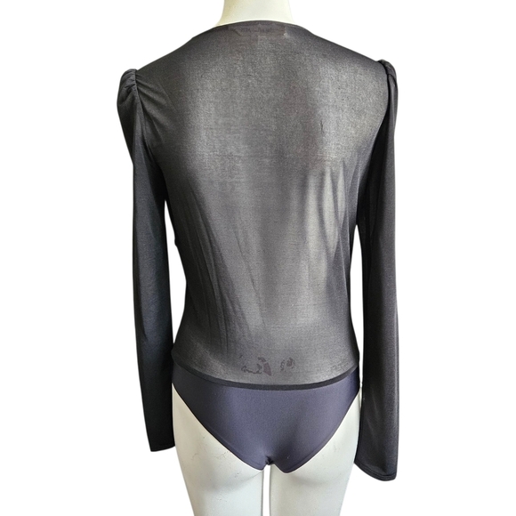 Diane Von Furstenberg Constanza Black Mesh Wrap Style Bodysuit Size XS - Picture 5 of 10